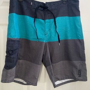Vans Men's Swim Shorts - Teal and Gray